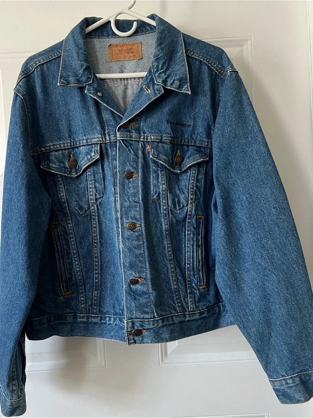 VTG Levis 70506 0216 Denim Trucker Jacket USA Made Size 48R Red Tab - Picture 11 of 13